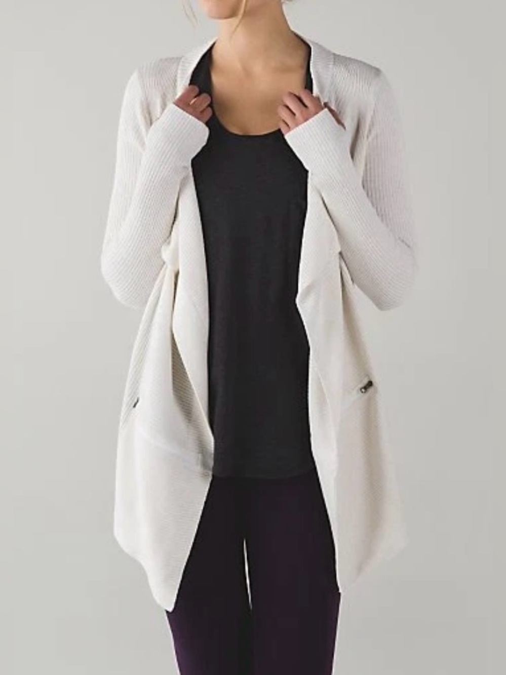 Lululemon White Resolution Wrap Open-Front Draped Cardigan - Size 2